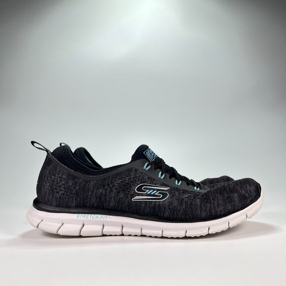 Skechers Stretch Fit Glider Deep Space Black Comfort Shoes 22722 Women's Size 8 - Picture 1 of 11